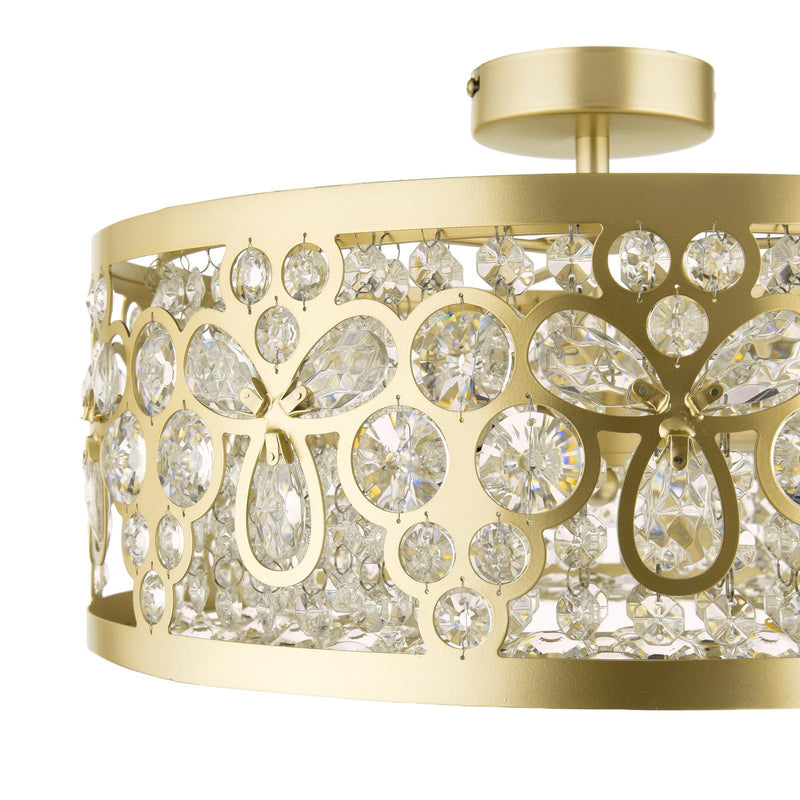 Laura Ashley Tilbrook 4 Light Flush Matt Champagne and Crystal • LA3756653-Q