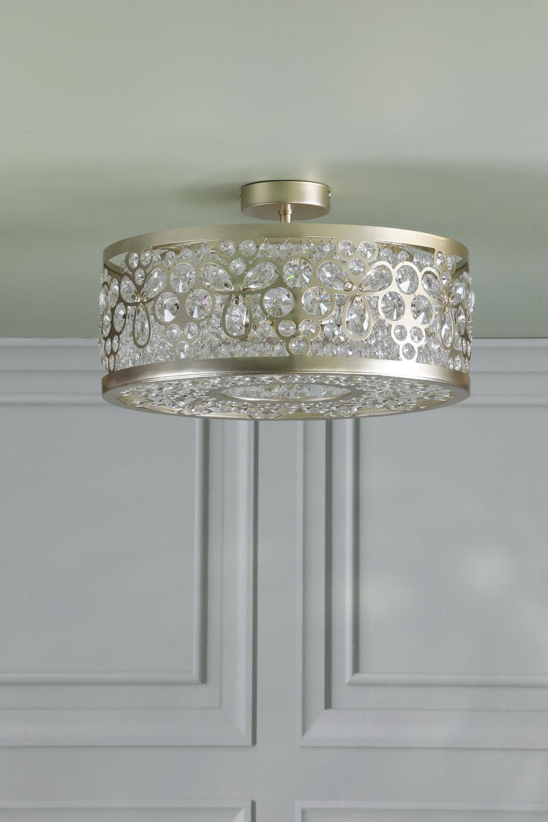 Laura Ashley Tilbrook 4 Light Flush Matt Champagne and Crystal • LA3756653-Q