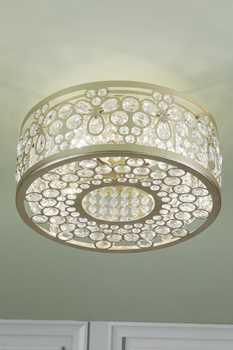Laura Ashley Tilbrook 4 Light Flush Matt Champagne and Crystal • LA3756653-Q