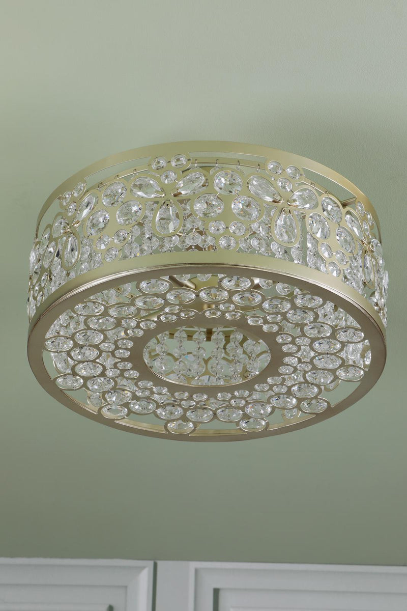Laura Ashley Tilbrook 4 Light Flush Matt Champagne and Crystal • LA3756653-Q