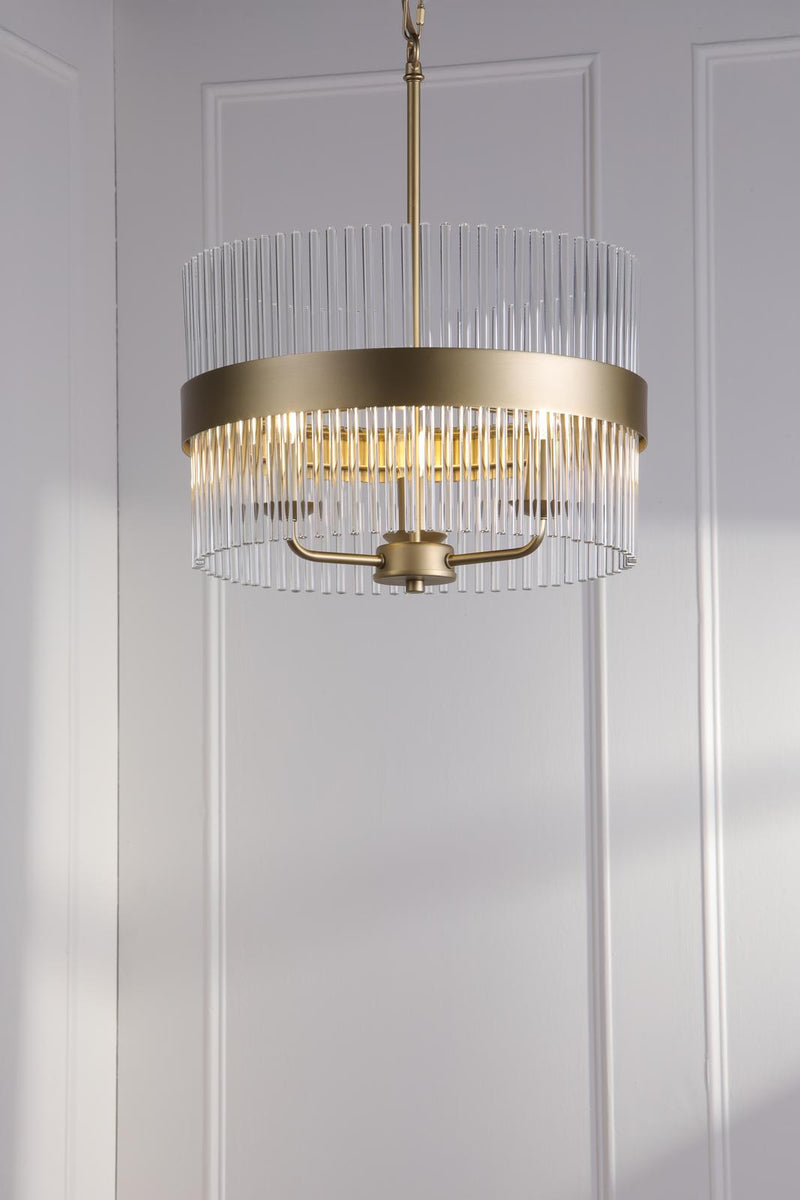 Laura Ashley Alexa 3 Light Pendant Glass and Matt Antique Brass • LA3756654-Q