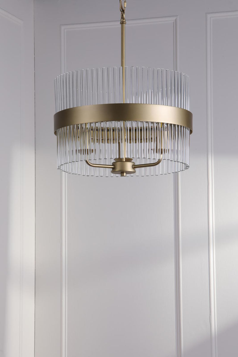 Laura Ashley Alexa 3 Light Pendant Glass and Matt Antique Brass • LA3756654-Q