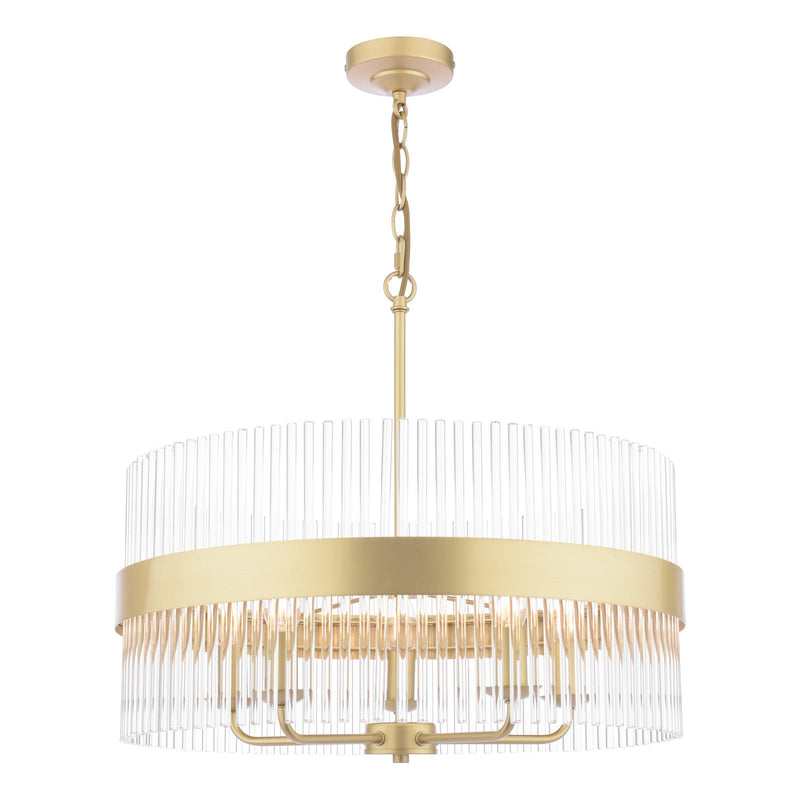Laura Ashley Alexa 5 Light Pendant Glass and Matt Antique Brass • LA3756655-Q