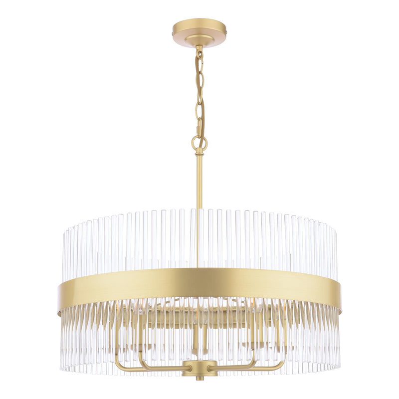 Laura Ashley Alexa 5 Light Pendant Glass and Matt Antique Brass • LA3756655-Q