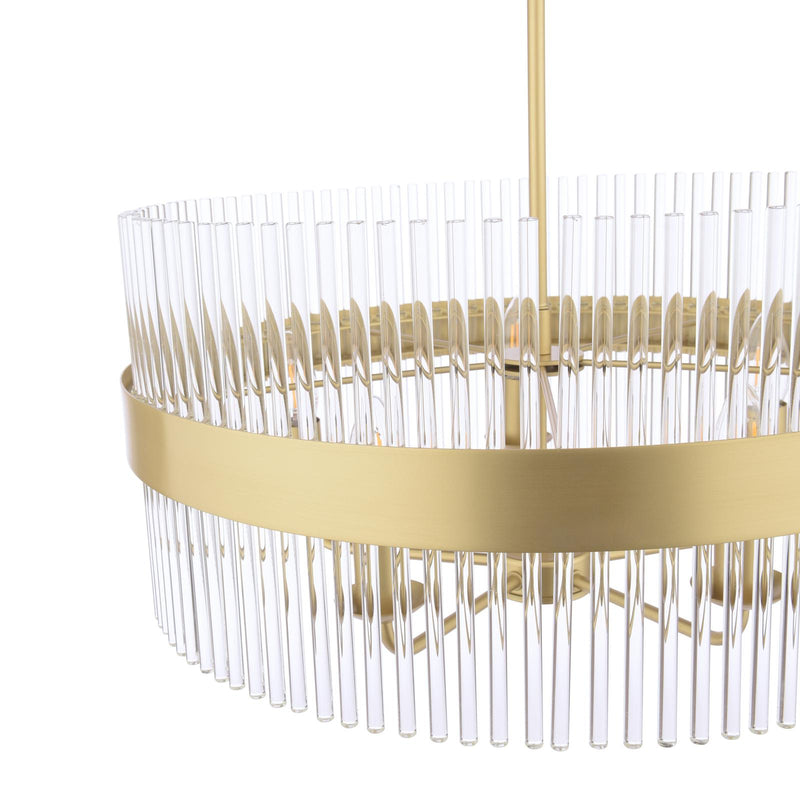 Laura Ashley Alexa 5 Light Pendant Glass and Matt Antique Brass • LA3756655-Q