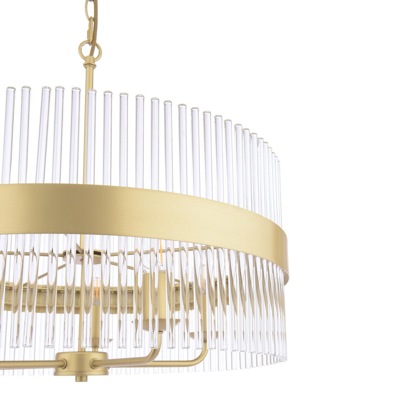 Laura Ashley Alexa 5 Light Pendant Glass and Matt Antique Brass • LA3756655-Q