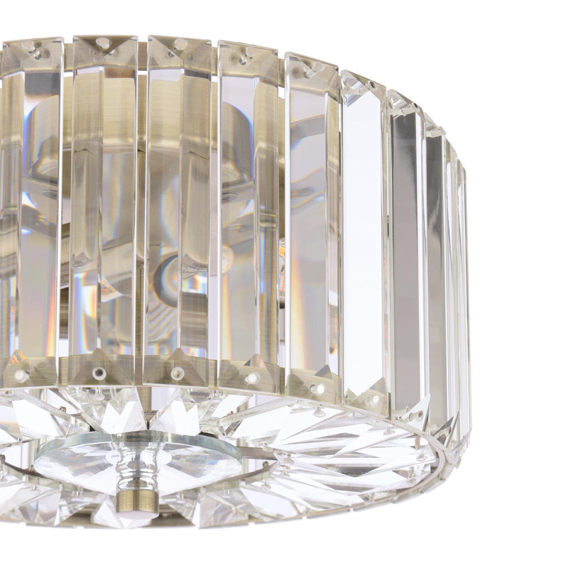 Laura Ashley Fernhurst Small 3 Light Flush Crystal and Antique Brass • LA3756657-Q