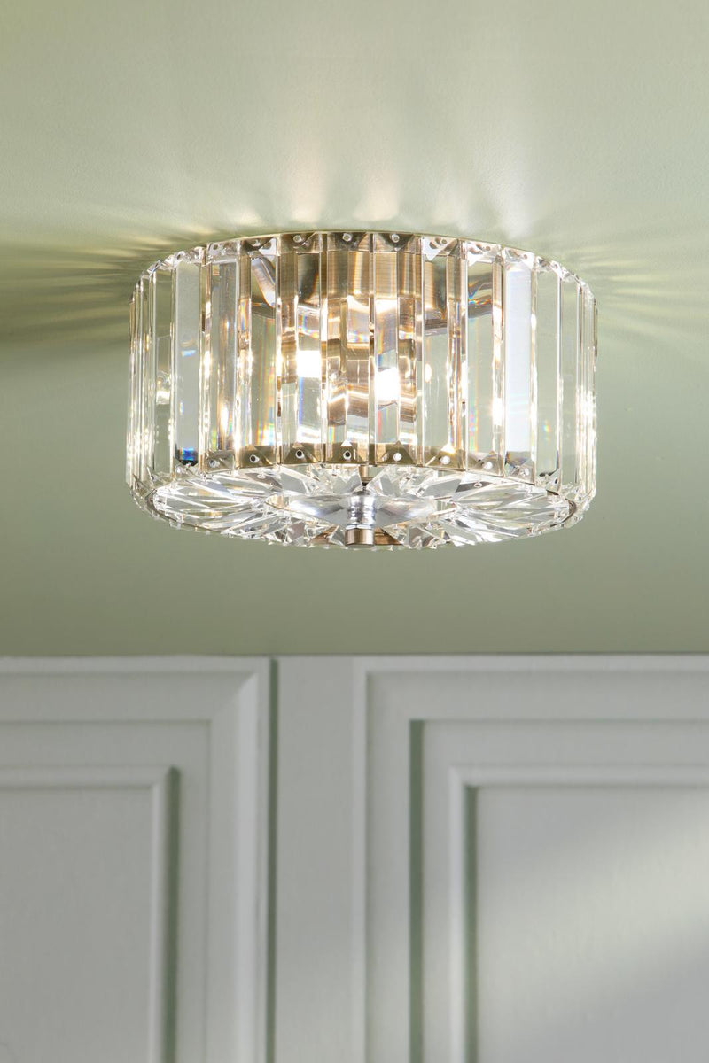 Laura Ashley Fernhurst Small 3 Light Flush Crystal and Antique Brass • LA3756657-Q