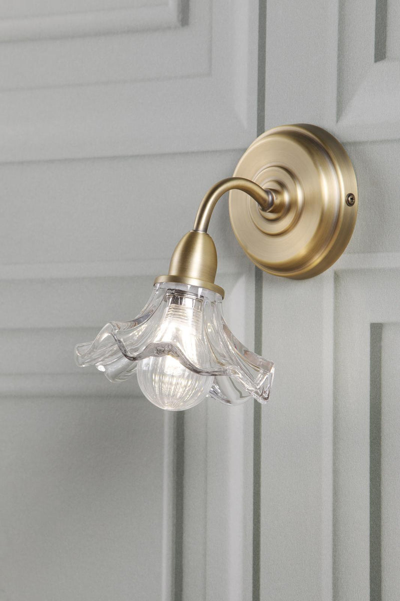 Laura Ashley Kerswell Wall Light Matt Antique Brass and Glass • LA3756659-Q
