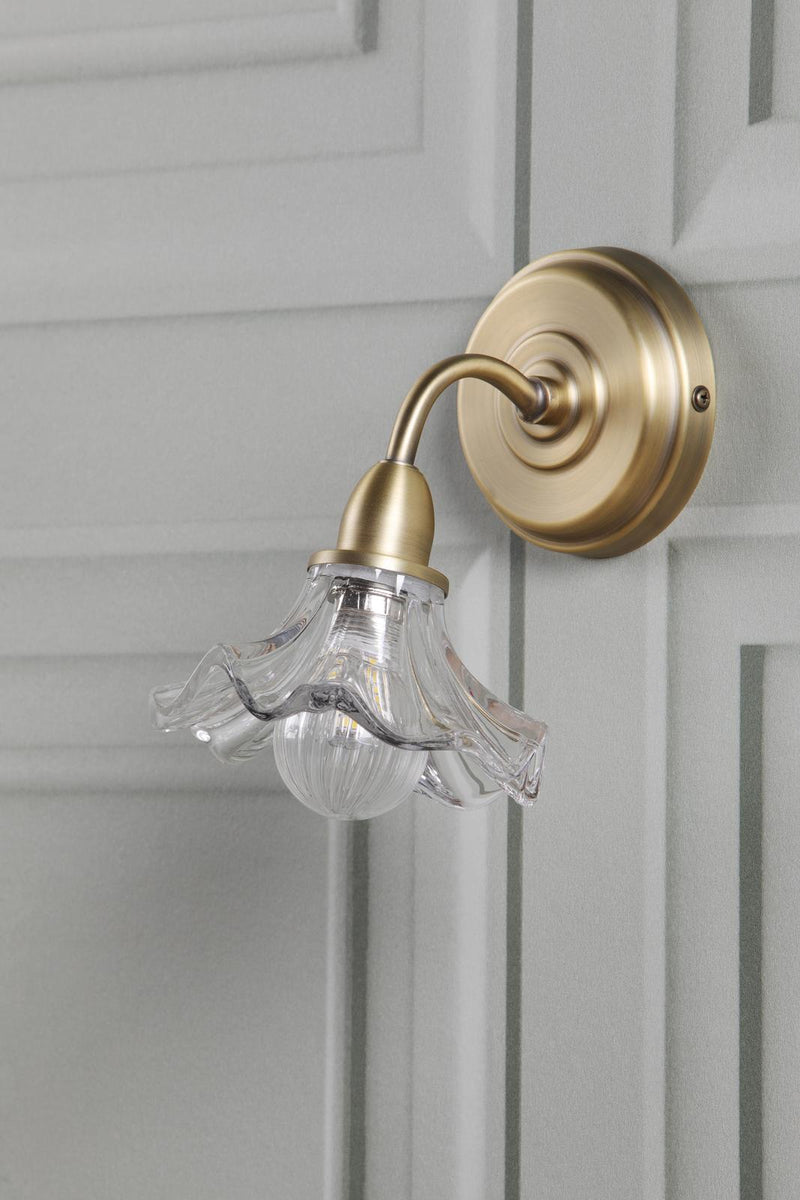 Laura Ashley Kerswell Wall Light Matt Antique Brass and Glass • LA3756659-Q