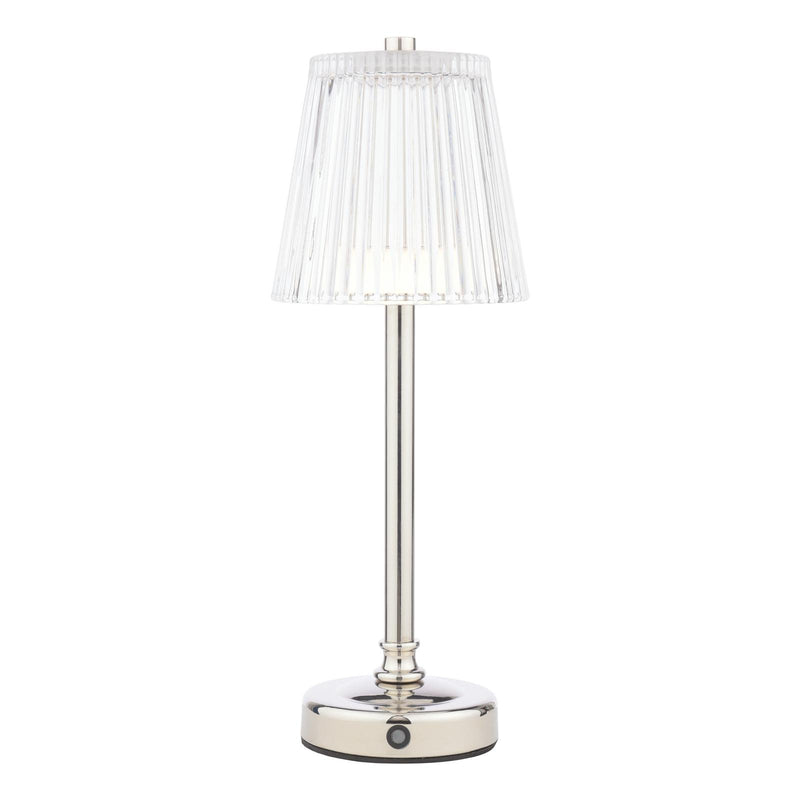 Laura Ashley Callaghan Rechargeable Table Lamp Polished Nickel and Ribbed Glass LED • LA3756661-Q