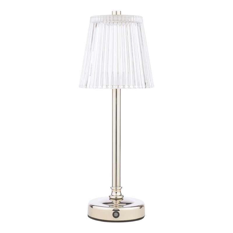 Laura Ashley Callaghan Rechargeable Table Lamp Polished Nickel and Ribbed Glass LED • LA3756661-Q