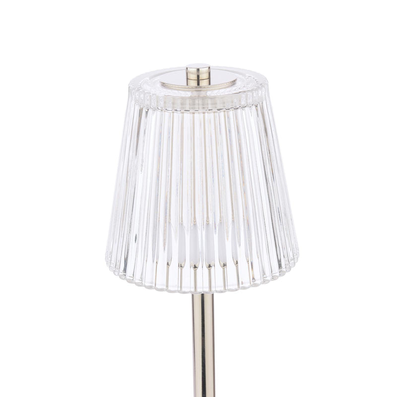 Laura Ashley Callaghan Rechargeable Table Lamp Polished Nickel and Ribbed Glass LED • LA3756661-Q