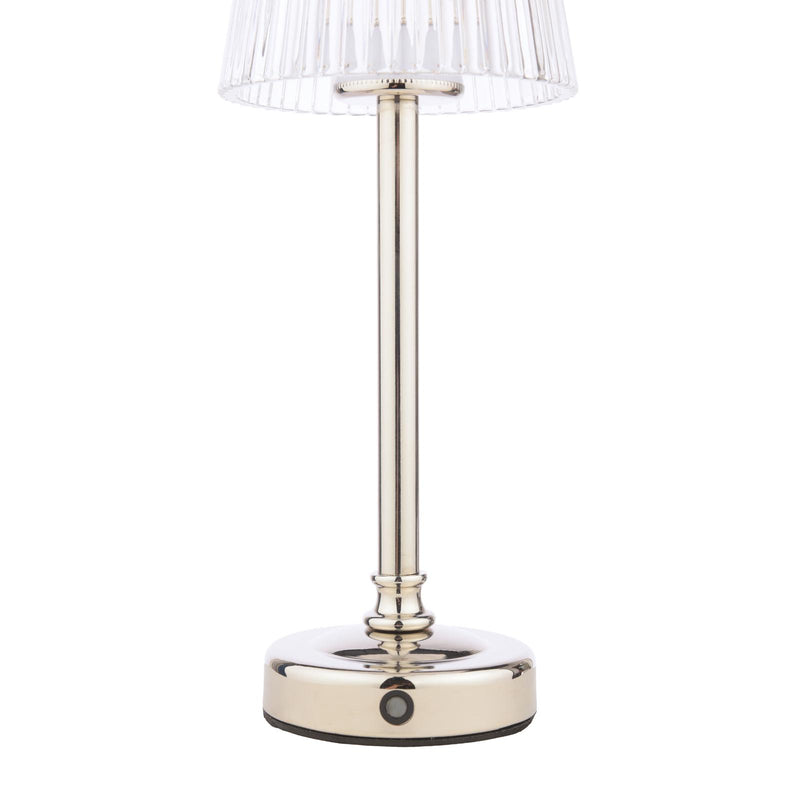 Laura Ashley Callaghan Rechargeable Table Lamp Polished Nickel and Ribbed Glass LED • LA3756661-Q