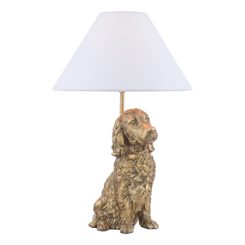 Laura Ashley Cocker Spaniel Table Lamp Antique Gold With Shade • LA3756664-Q