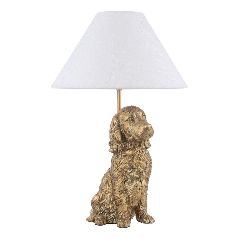 Laura Ashley Cocker Spaniel Table Lamp Antique Gold With Shade • LA3756664-Q