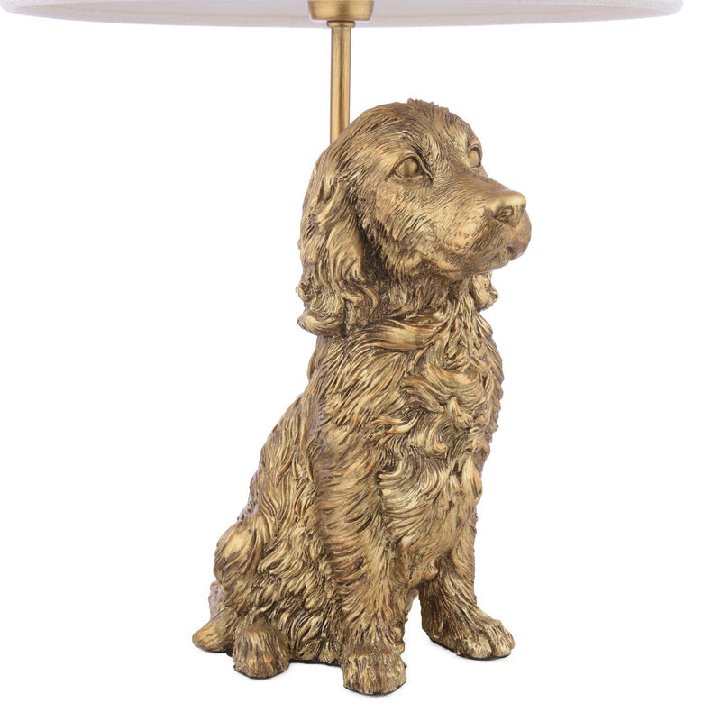 Laura Ashley Cocker Spaniel Table Lamp Antique Gold With Shade • LA3756664-Q