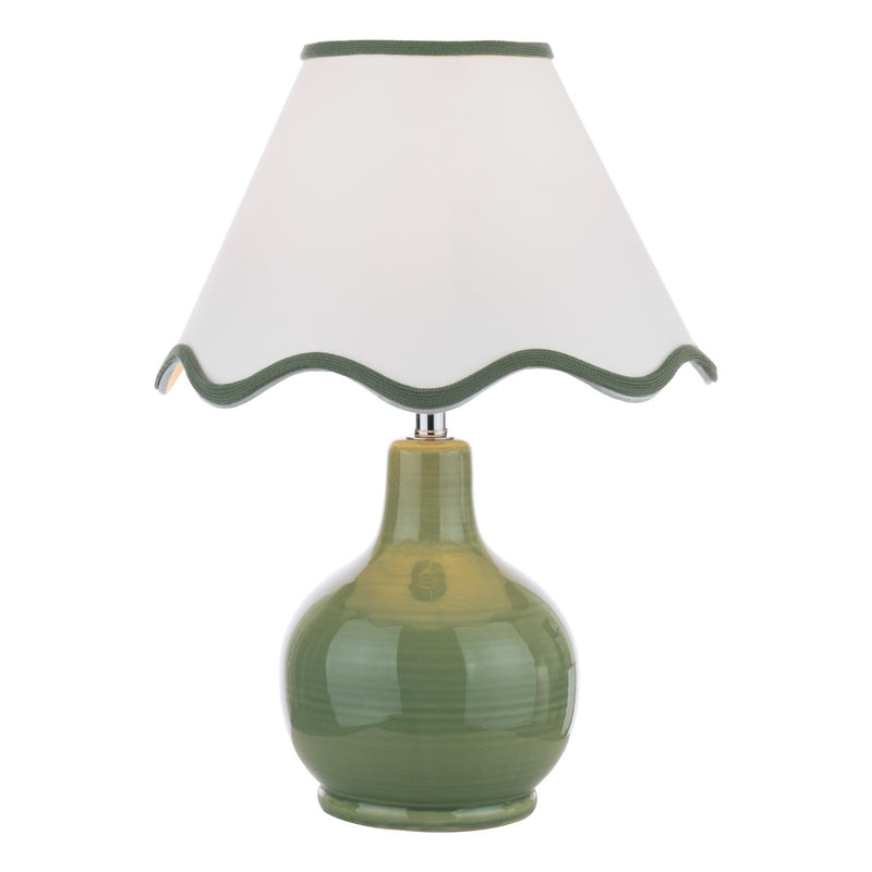 Laura Ashley Bramhope Table Lamp Green Ceramic With Shade • LA3756668-Q