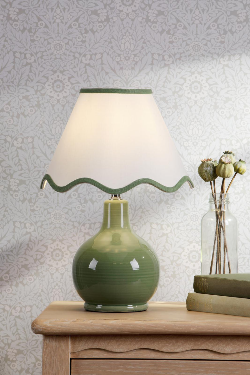 Laura Ashley Bramhope Table Lamp Green Ceramic With Shade • LA3756668-Q