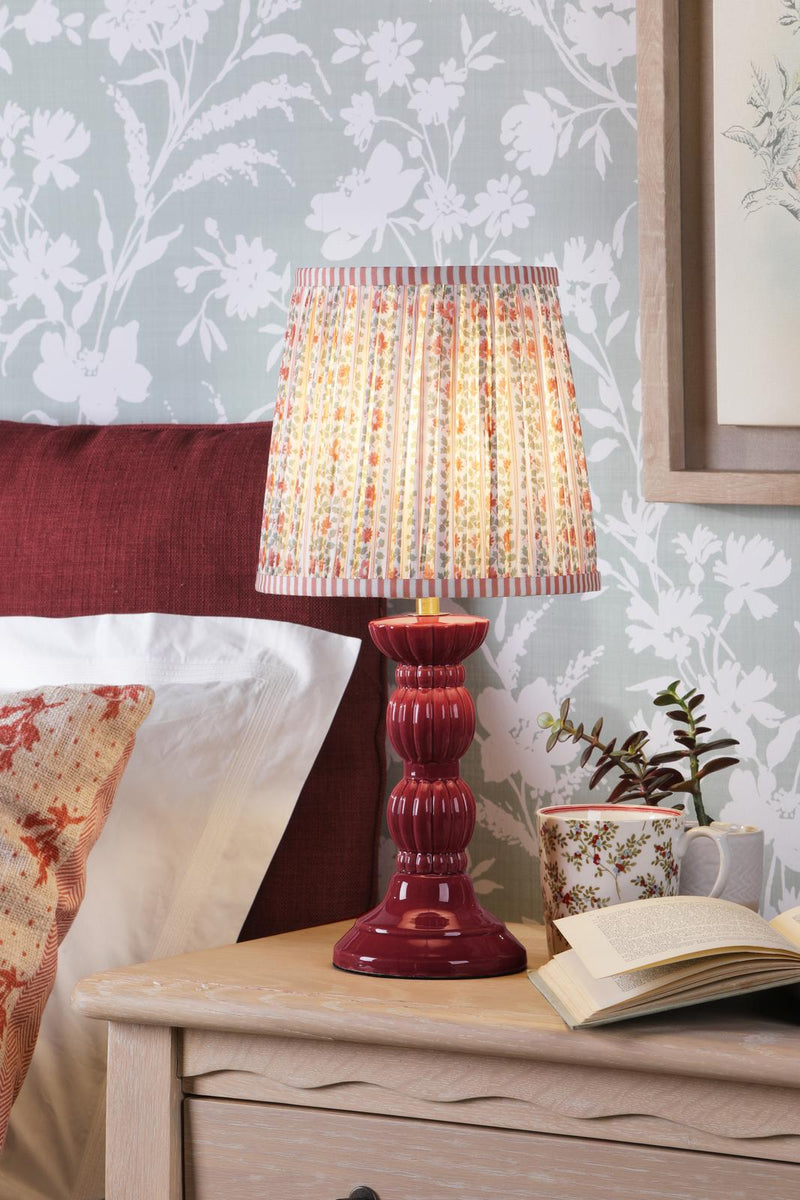 Laura Ashley Kelbrook Table Lamp Red Ceramic and Matt Antique Brass With Shade • LA3756671-Q