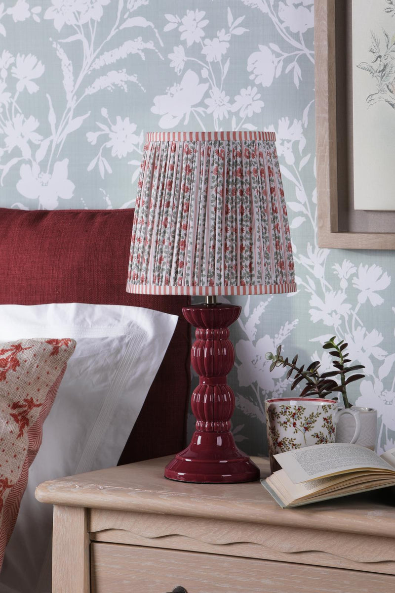 Laura Ashley Kelbrook Table Lamp Red Ceramic and Matt Antique Brass With Shade • LA3756671-Q