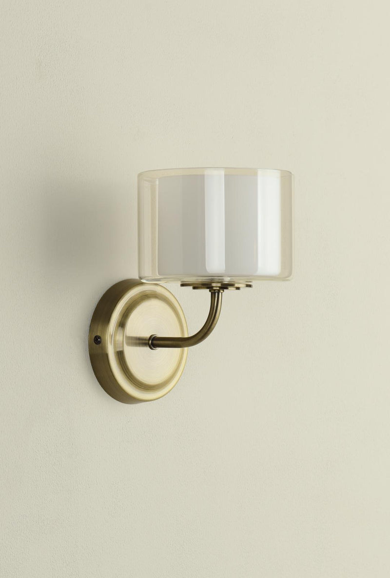 Laura Ashley Southwell Wall Light Antique Brass and Opal Glass • LA3756673-Q