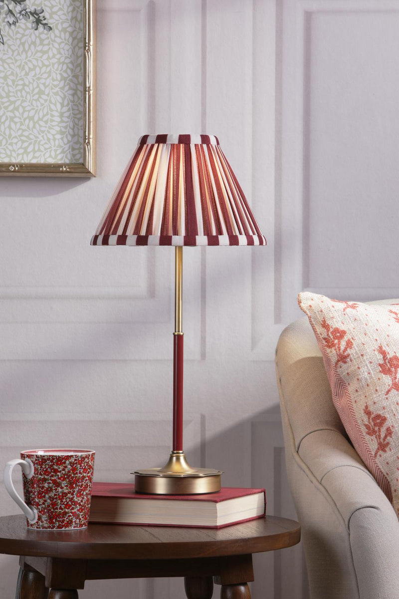 Laura Ashley Denwick Table Lamp Matt Antique Brass and Satin Red With Shade • LA3756675-Q