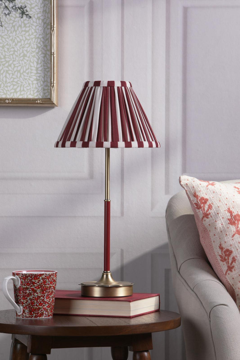 Laura Ashley Denwick Table Lamp Matt Antique Brass and Satin Red With Shade • LA3756675-Q