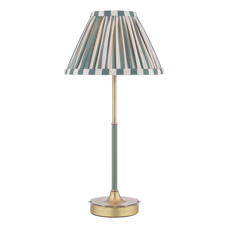 Laura Ashley Denwick Table Lamp Matt Antique Brass and Satin Green With Shade • LA3756677-Q