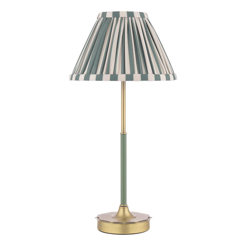 Laura Ashley Denwick Table Lamp Matt Antique Brass and Satin Green With Shade • LA3756677-Q