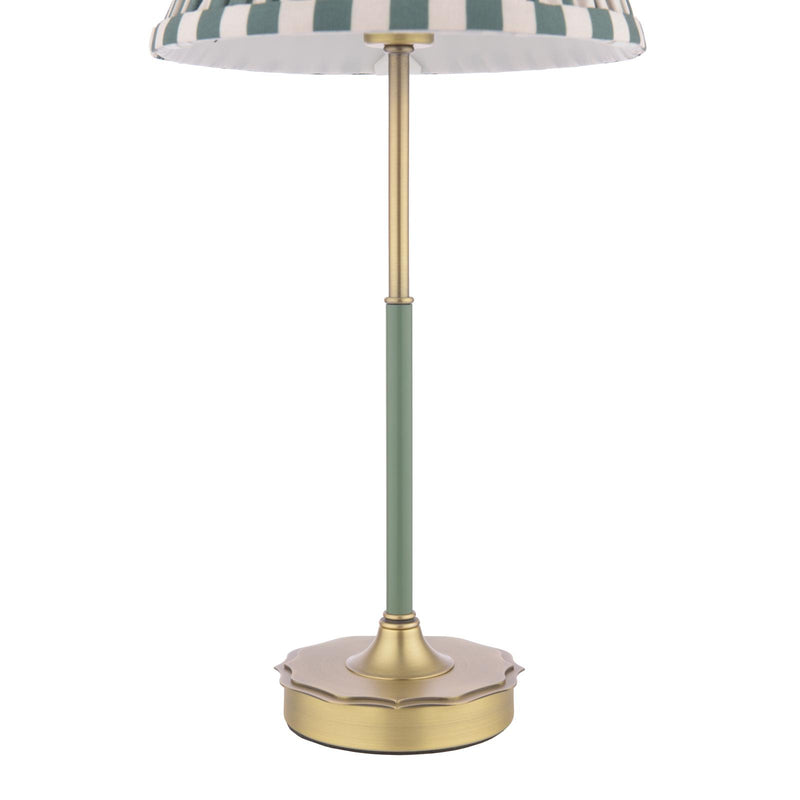 Laura Ashley Denwick Table Lamp Matt Antique Brass and Satin Green With Shade • LA3756677-Q