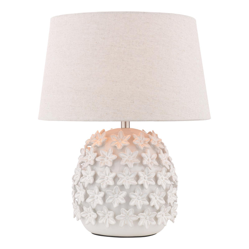 Laura Ashley Ingham Table Lamp White Ceramic and Brushed Silver With Shade • LA3756679-Q