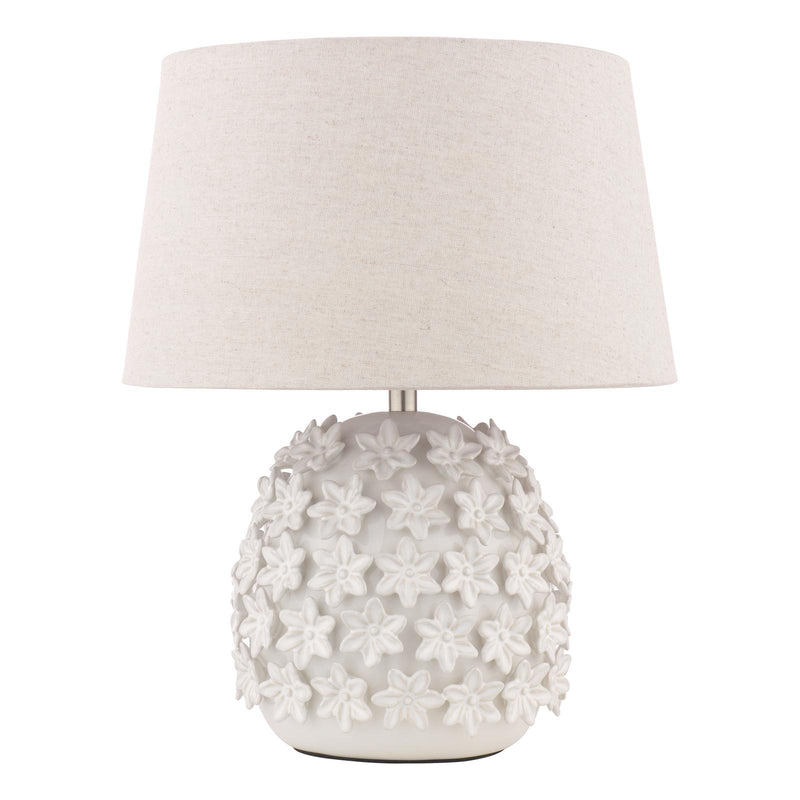 Laura Ashley Ingham Table Lamp White Ceramic and Brushed Silver With Shade • LA3756679-Q