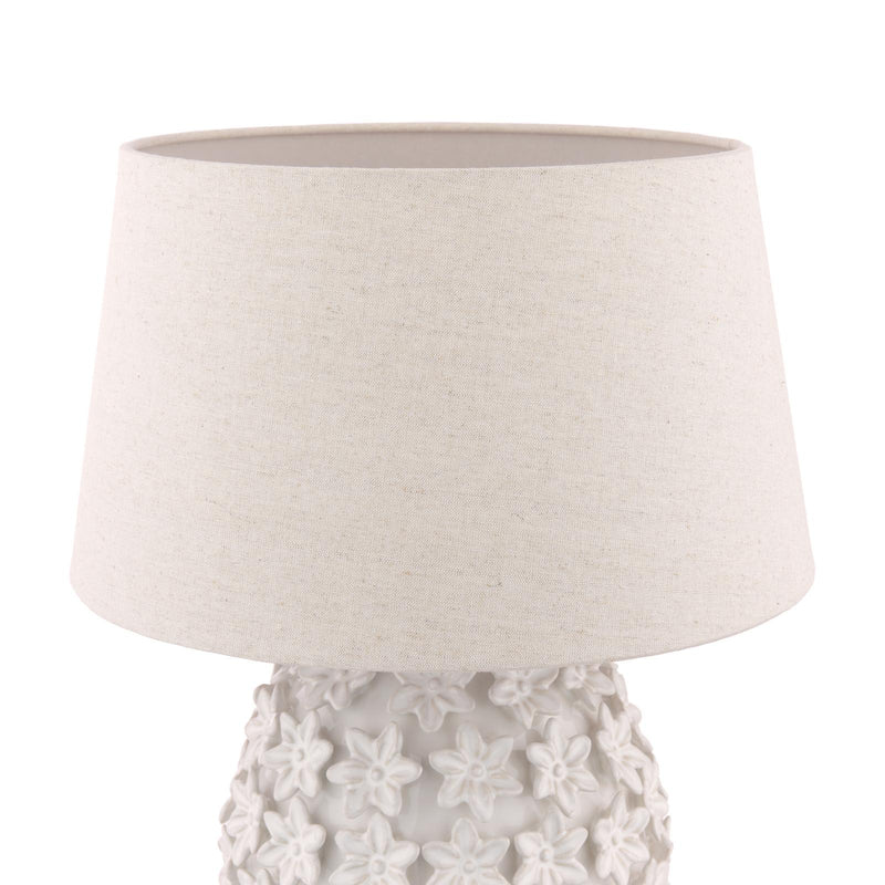 Laura Ashley Ingham Table Lamp White Ceramic and Brushed Silver With Shade • LA3756679-Q