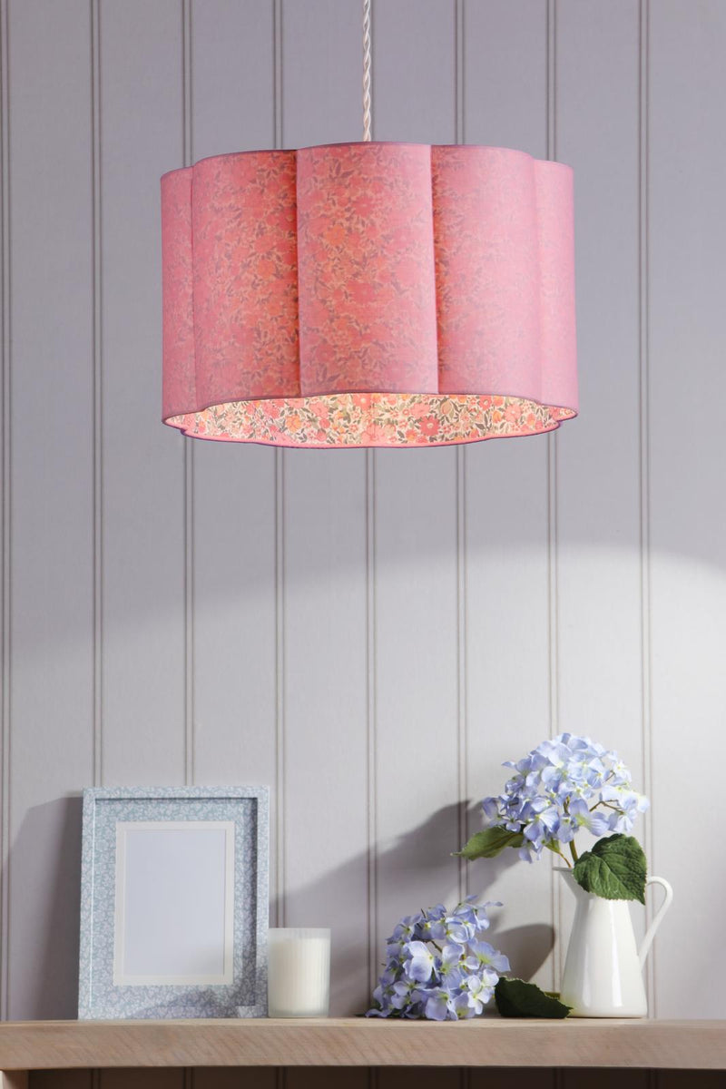 Laura Ashley Loveston Pink Cotton Scalloped Shade 38cm • LA3756680-Q