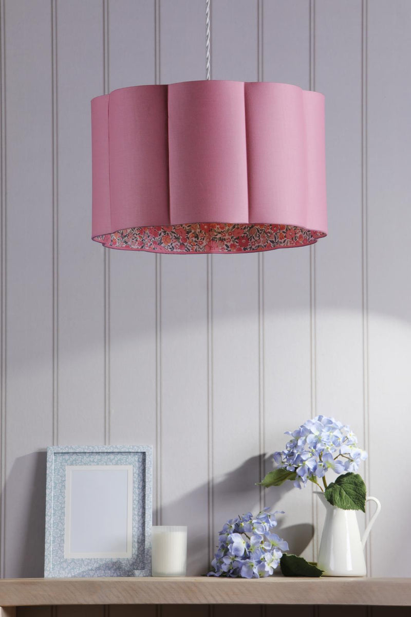 Laura Ashley Loveston Pink Cotton Scalloped Shade 38cm • LA3756680-Q