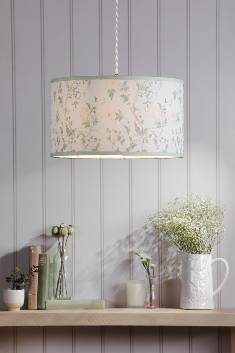 Laura Ashley Summer Palace Eau De Nil Green Cotton Drum Shade 38cm • LA3756681-Q