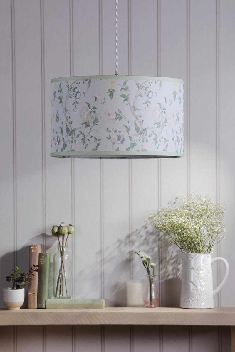 Laura Ashley Summer Palace Eau De Nil Green Cotton Drum Shade 38cm • LA3756681-Q