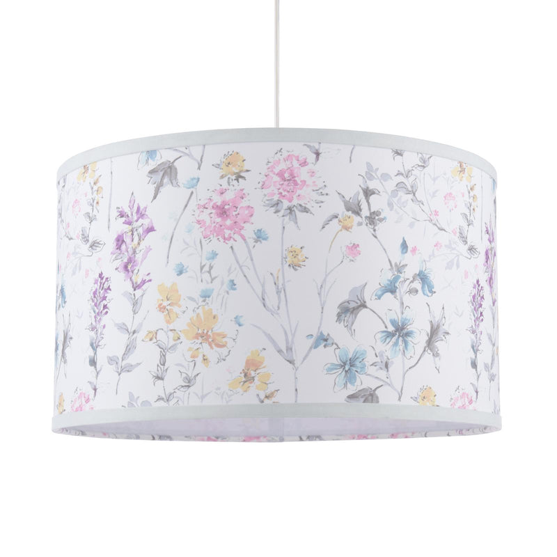 Laura Ashley Wild Meadow Multi Blue Cotton Drum Shade 38cm • LA3756682-Q