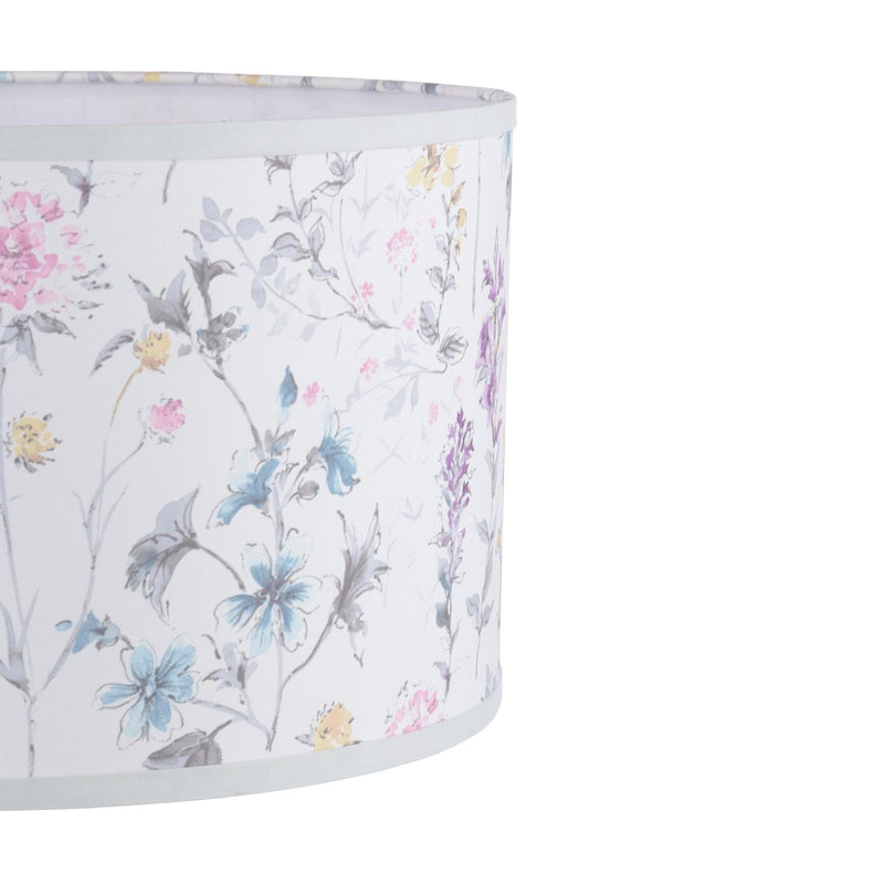 Laura Ashley Wild Meadow Multi Blue Cotton Drum Shade 38cm • LA3756682-Q