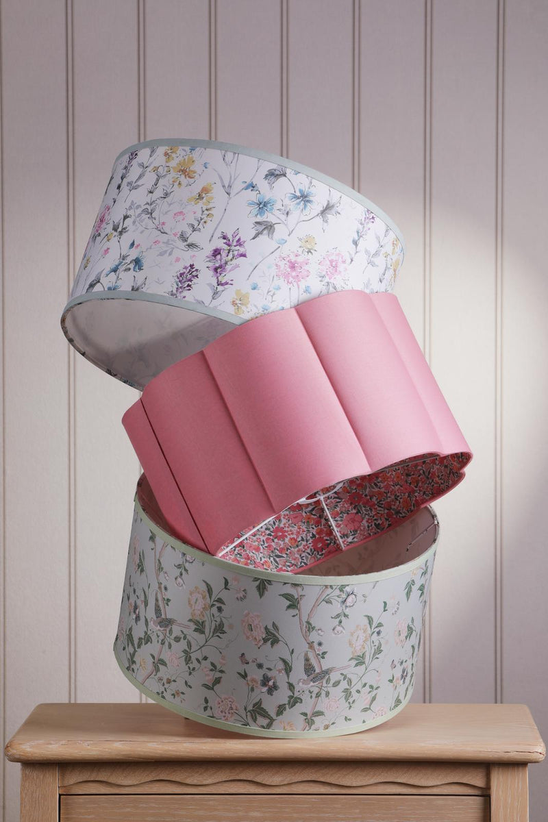 Laura Ashley Wild Meadow Multi Blue Cotton Drum Shade 38cm • LA3756682-Q
