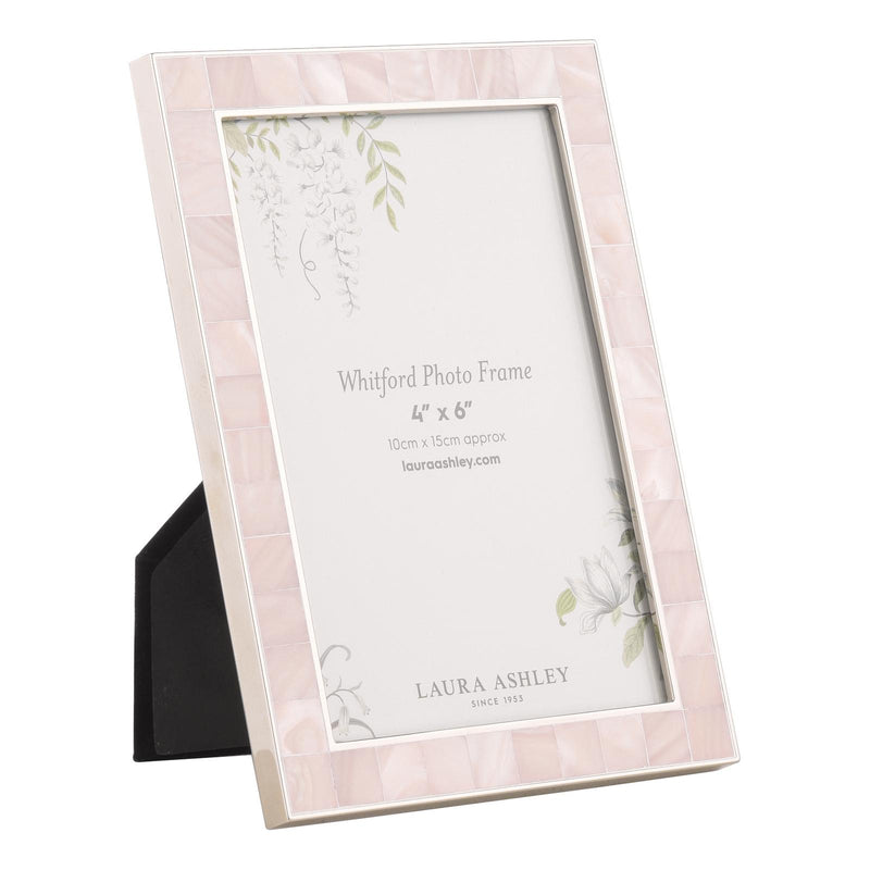 Laura Ashley Whitford Photo Frame Polished Nickel and Pink 4" x 6" • LA3756697-Q