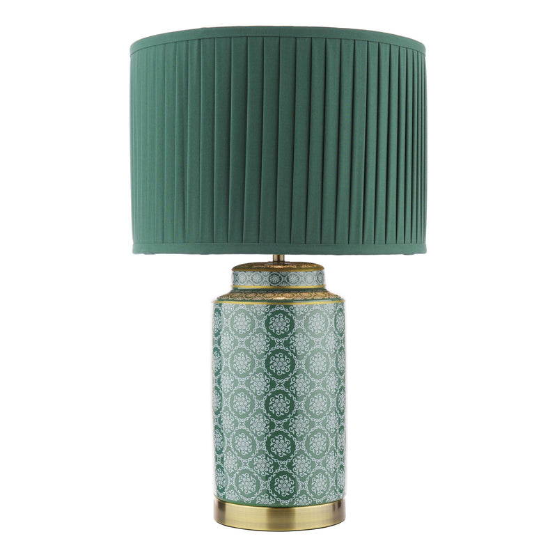Laura Ashley Knipton Table Lamp Green Ceramic and Antique Brass With Shade • LA3756699-Q