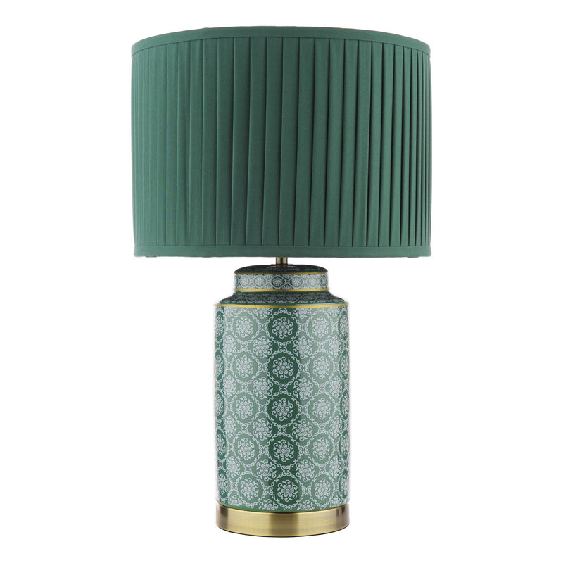 Laura Ashley Knipton Table Lamp Green Ceramic and Antique Brass With Shade • LA3756699-Q
