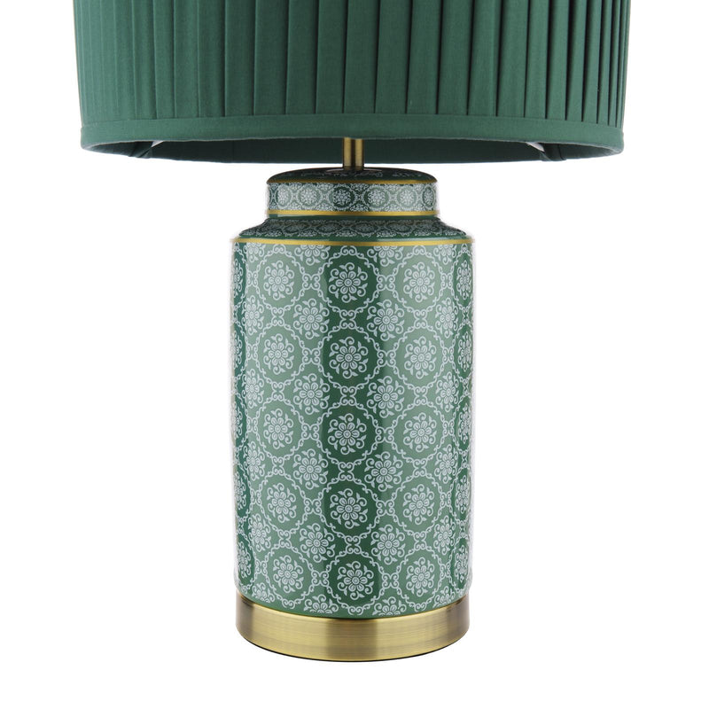 Laura Ashley Knipton Table Lamp Green Ceramic and Antique Brass With Shade • LA3756699-Q