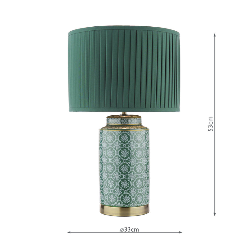 Laura Ashley Knipton Table Lamp Green Ceramic and Antique Brass With Shade • LA3756699-Q