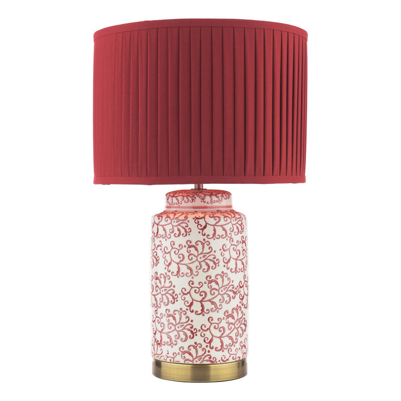 Laura Ashley Knipton Table Lamp Red Ceramic and Antique Brass With Shade • LA3756700-Q