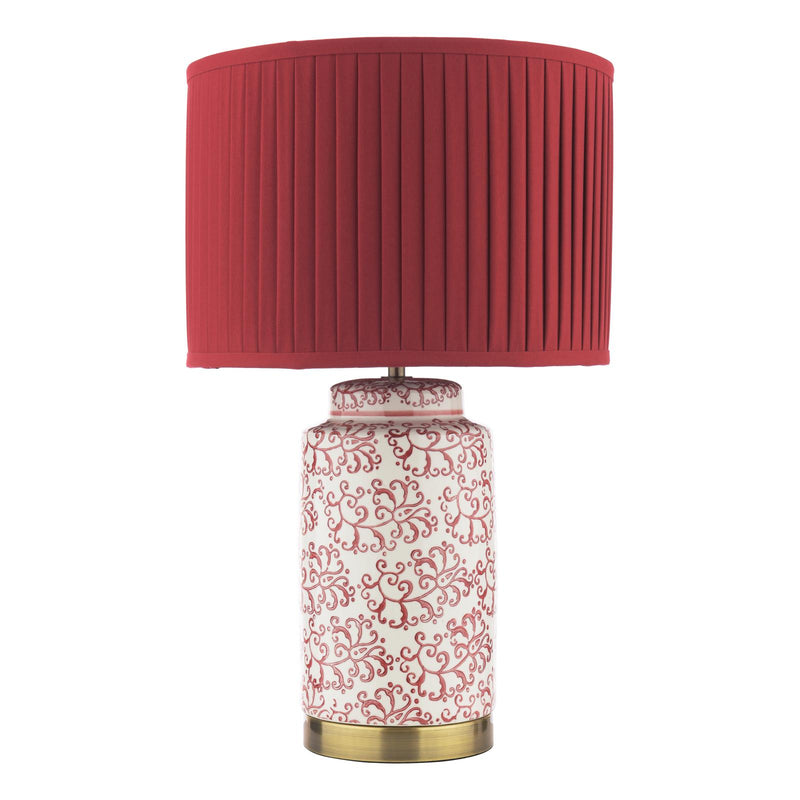 Laura Ashley Knipton Table Lamp Red Ceramic and Antique Brass With Shade • LA3756700-Q