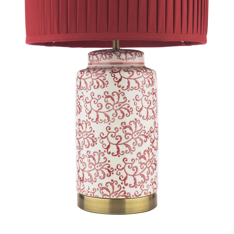 Laura Ashley Knipton Table Lamp Red Ceramic and Antique Brass With Shade • LA3756700-Q