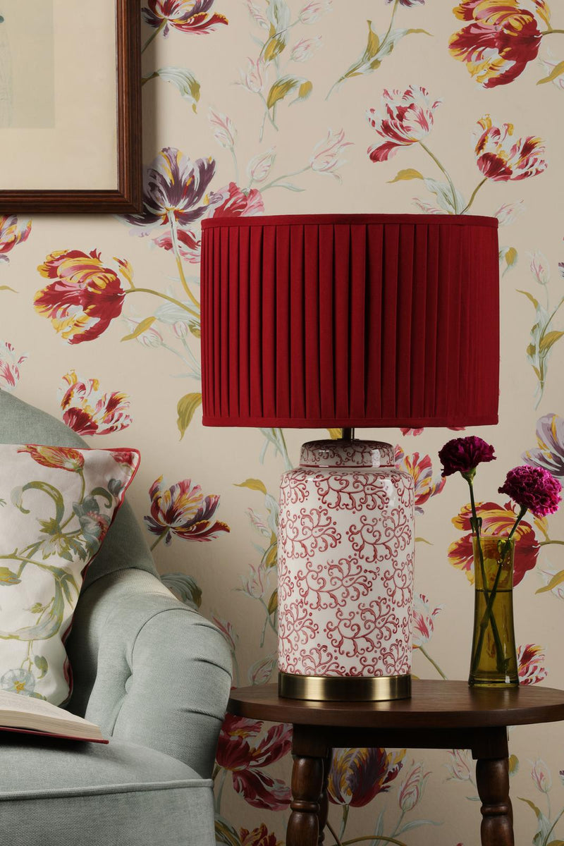 Laura Ashley Knipton Table Lamp Red Ceramic and Antique Brass With Shade • LA3756700-Q